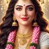 Divine Goddess Lotus Crown Beauty HD Wallpaper