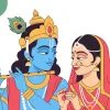 Radha Krishna Divine Love Minimal Art Wallpaper