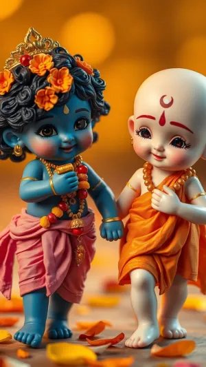 Adorable Bal Krishna and Sudama Art