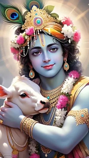 Divine Krishna with Calf - A Symbol of Love & Compassion
