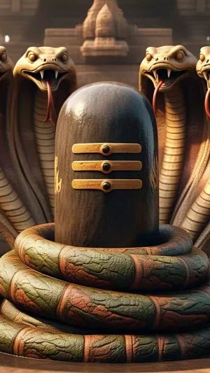 Powerful Shivling with Divine Serpent Protection HD Wallpaper