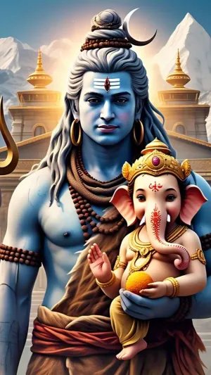 Mahadev & Ganpati – A Divine Bond in HD Wallpaper!