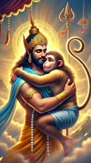 Shri Ram Embracing Hanuman – A Divine Bond of Devotion (HD Wallpaper)