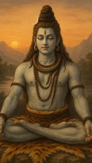 Lord Shiva in Deep Meditation – Divine Serenity Wallpaper