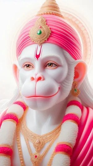 Divine Grace of Shri Hanuman – The Radiant Protector in Pink Glory