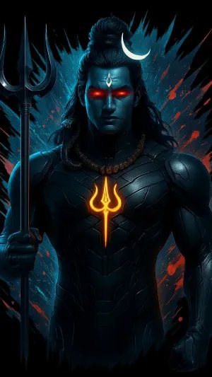 Futuristic Lord Shiva Wallpaper – Dark Trance Divine Energy Art
