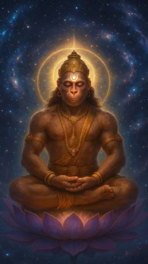 Divine Hanuman on Cosmic Lotus