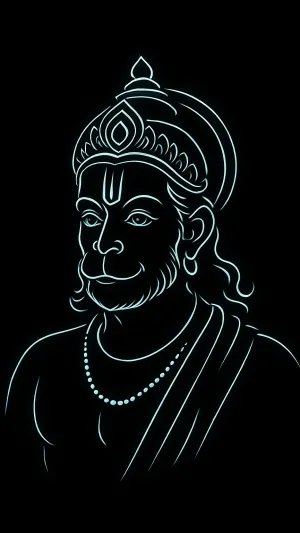 Neon Line Art of Lord Hanuman