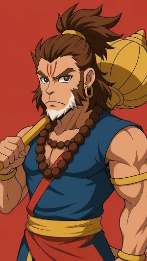 Anime Style Lord Hanuman with Gada
