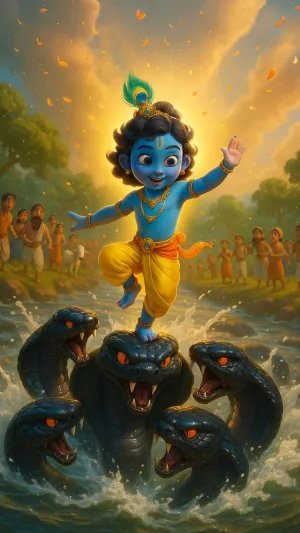 Little Krishna Dancing on Kaliya Naag