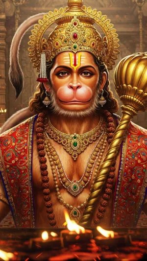 Lord Hanuman with Gada in Temple Glory