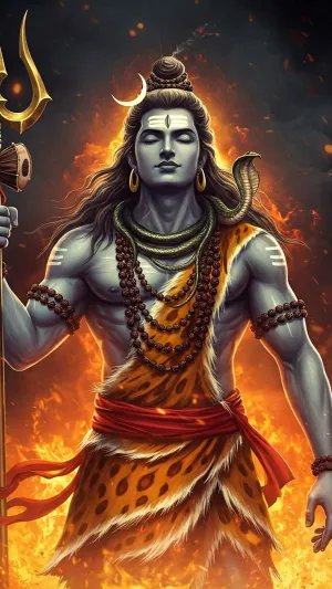 Lord Shiva Amidst Divine Flames