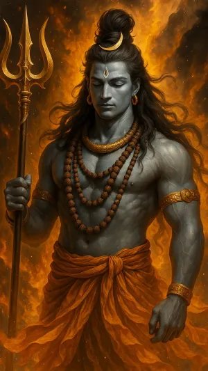 Peaceful Shiva in Divine Flames