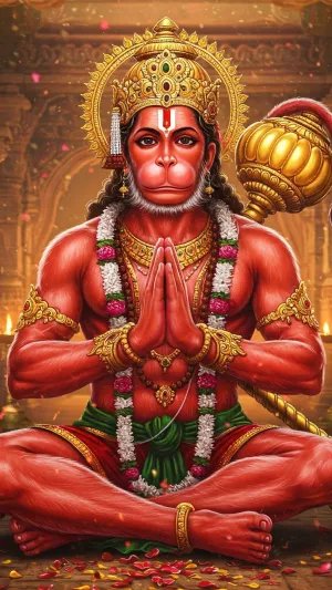 Divine Hanuman in Meditation Pose