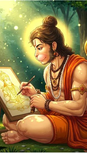Hanuman Drawing Lord Rama with Devotion