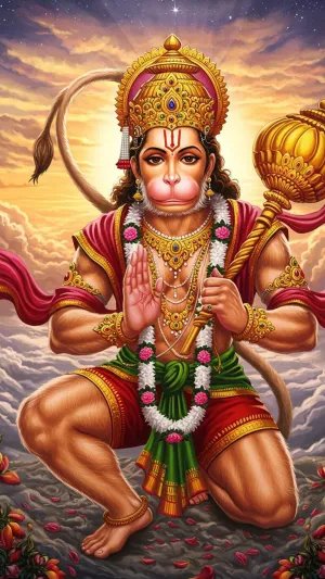 Divine Lord Hanuman Wallpaper with Blessing Pose