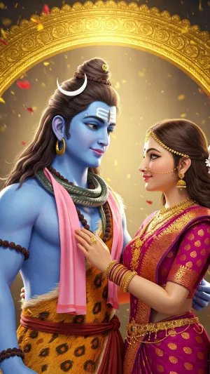 Shiv Parvati Divine Love Wallpaper – Graceful and Spiritual Art