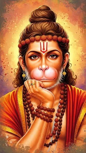 Peaceful Hanuman Ji Wallpaper – Divine Blessings in Saffron
