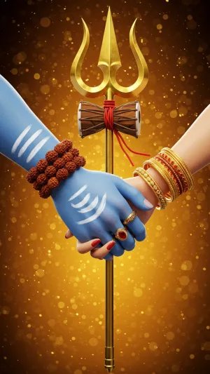 Shiva Parvati Holding Hands Wallpaper – Divine Love & Trishul Art