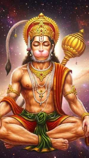 Meditating Hanuman in Cosmic Space