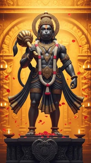Powerful Lord Hanuman Standing – HD Devotional Art