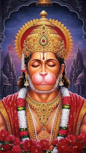 Divine Hanuman Ji in Meditation – Peaceful 3D HD Wallpaper