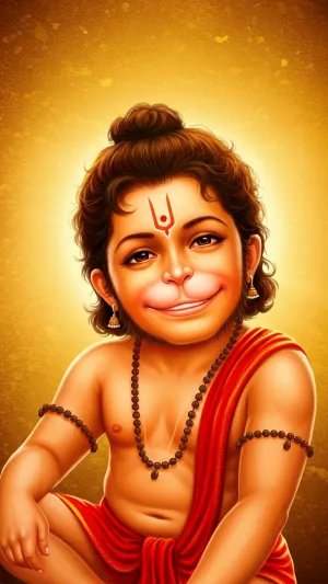 Cute Bal Hanuman with Divine Glow Illustration