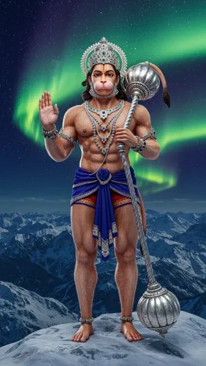 Lord Hanuman 3D Wallpaper with Mountain Background