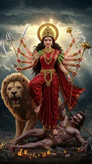 Goddess Durga Slaying Mahishasura
