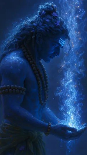 Peaceful Lord Shiva with Divine Blue Aura