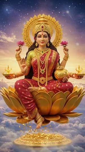 Divine Lakshmi Mobile Wallpaper in 3D Art