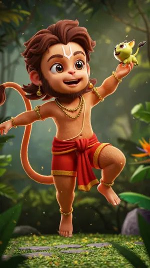 Cute Bal Hanuman 3D Wallpaper – Animated Divine Monkey God
