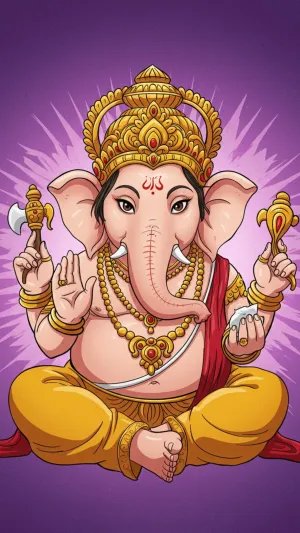 Cartoon Style Lord Ganesha Illustration Wallpaper