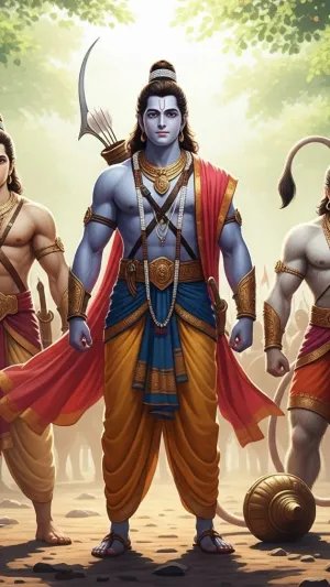 Lord Ram, Lakshman & Hanuman with Army – Epic Warrior Scene