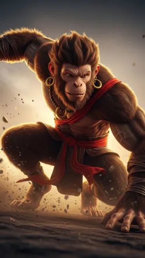 Battle-Ready Hanuman in Action Pose