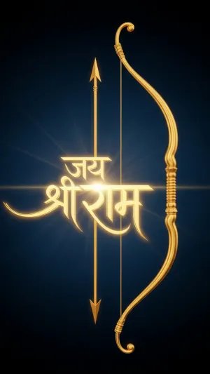 Jai Shri Ram with Golden Bow and Arrow Design
