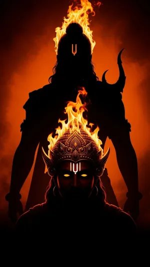 Hanuman with Fiery Aura and Ram Shadow