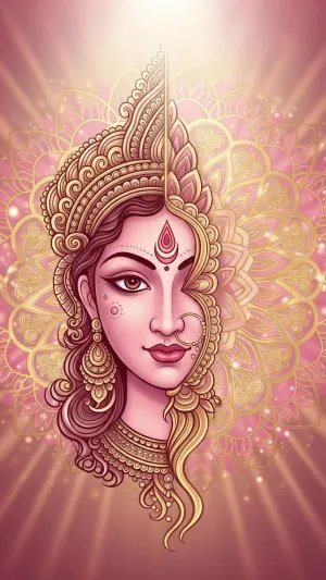 Modern Divine Art of Goddess Durga Face Wallpaper
