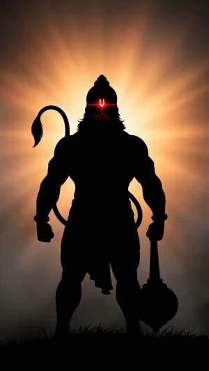 Powerful Silhouette of Hanuman Ji with Glowing Tilak