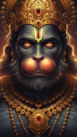 Fierce Hanuman with Fiery Aura – Divine Warrior Look