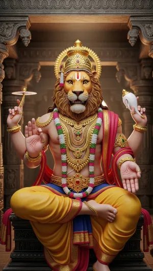 Lord Narasimha – 3D Digital Art of the Lion-Headed Avatar of Vishnu