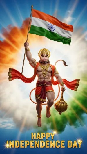 Hanuman with Indian Flag | Independence Day Digital Art