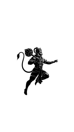 Powerful Hanuman Ji Black Silhouette Artwork