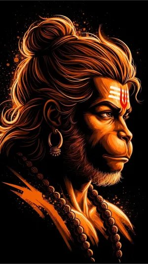 Hanuman Ji Digital Art Wallpaper in Orange Glow