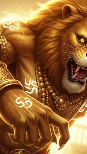 Fiery 3D Art of Lord Narasimha in Divine Roar