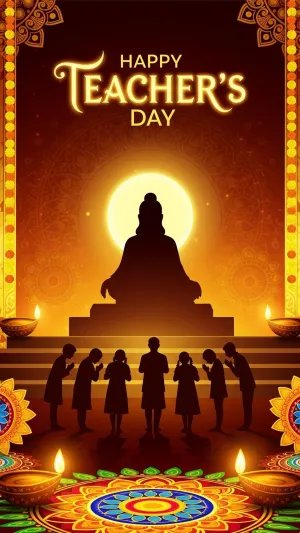 Happy Teacher’s Day Wallpaper with Students and Guru