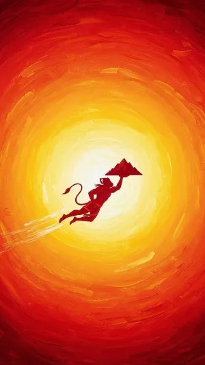 Flying Hanuman with Sanjeevani Mountain Digital Art