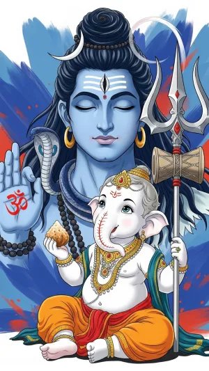 Shiva and Baby Ganesha Divine Wallpaper in HD