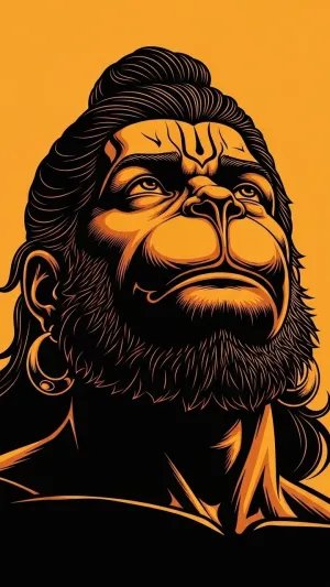 Powerful Hanuman Art Wallpaper in Bold Orange