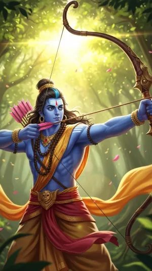 Lord Ram with Bow and Arrow Divine HD Wallpaper
